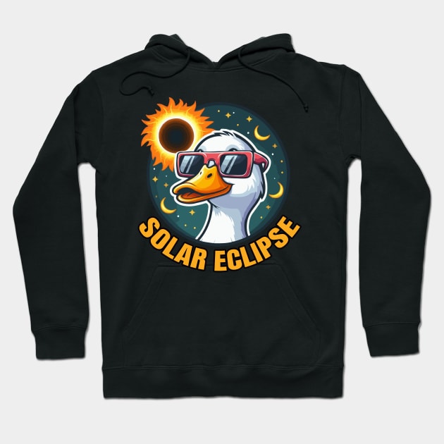 Solar Eclipse Duck With Sunglasses Hoodie by MoDesigns22 